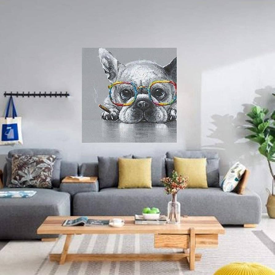 フレンチブルドック メガネ アート 絵画 新品 Amazon | メガネと蝶ネクタイをしたフレンチ ブルドッグ 数字